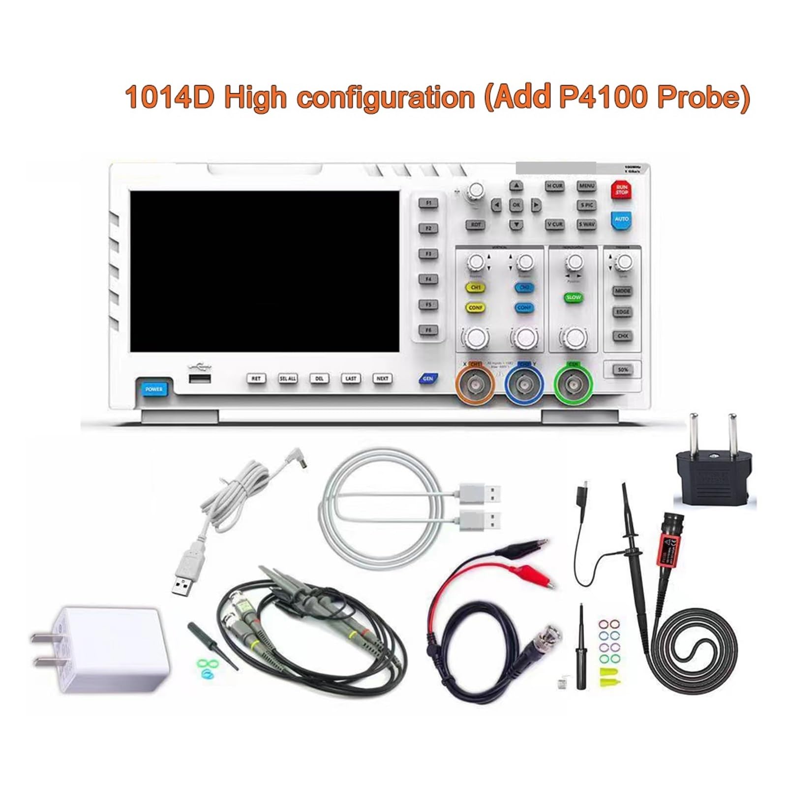 Osciloscopio Digital, Osciloscopio digital 2 en 1 Generador de señal entrada doble canal 100MHz* Ancho banda analógico 1GSa/s Tasa muestreo(1014D and P4100)