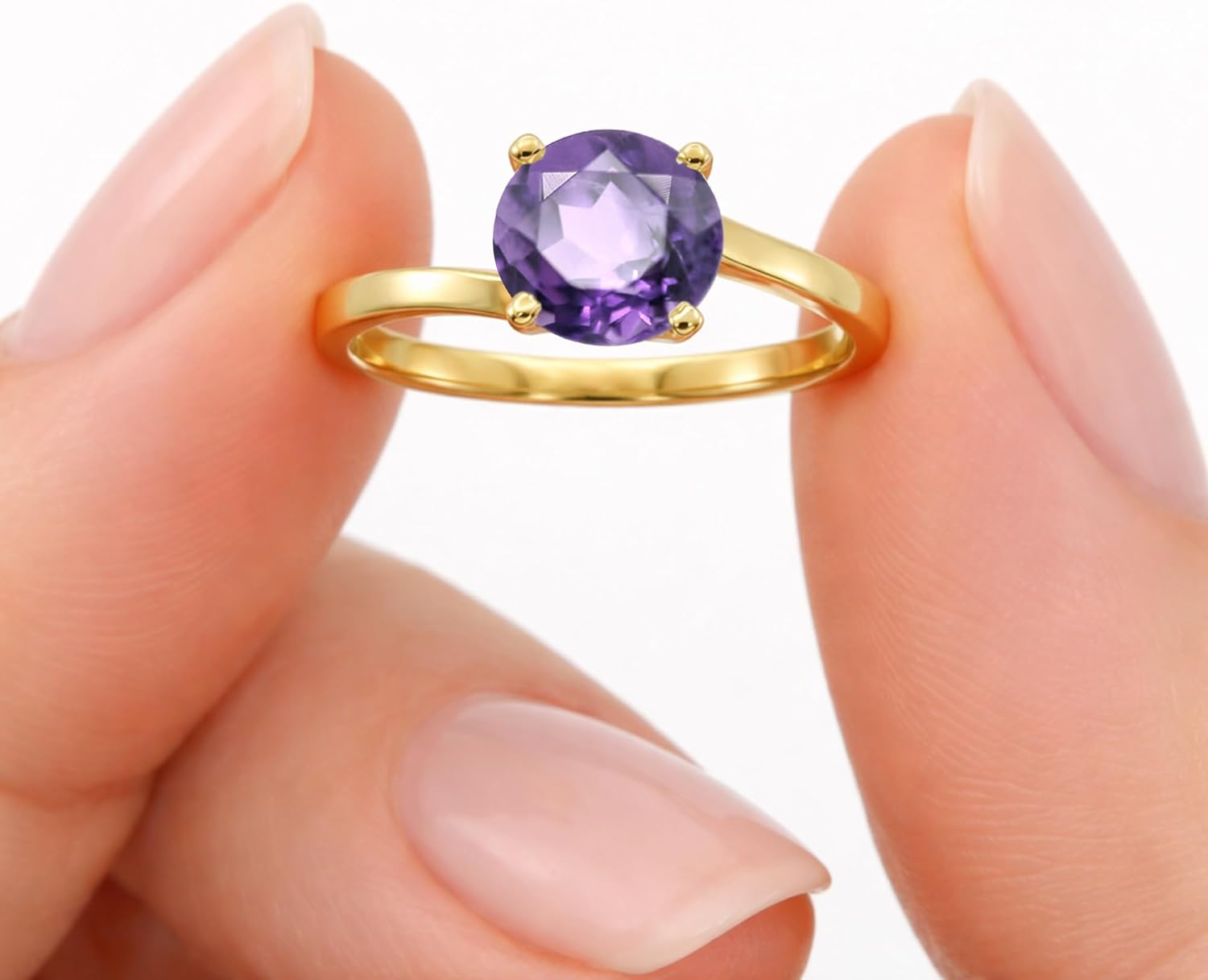 1.25 CT. Round Cut Amethyst Bypass Solitaire Ring For Women, 925 Strling Silver February Birthstone Twisted Bridal Engageament Ring