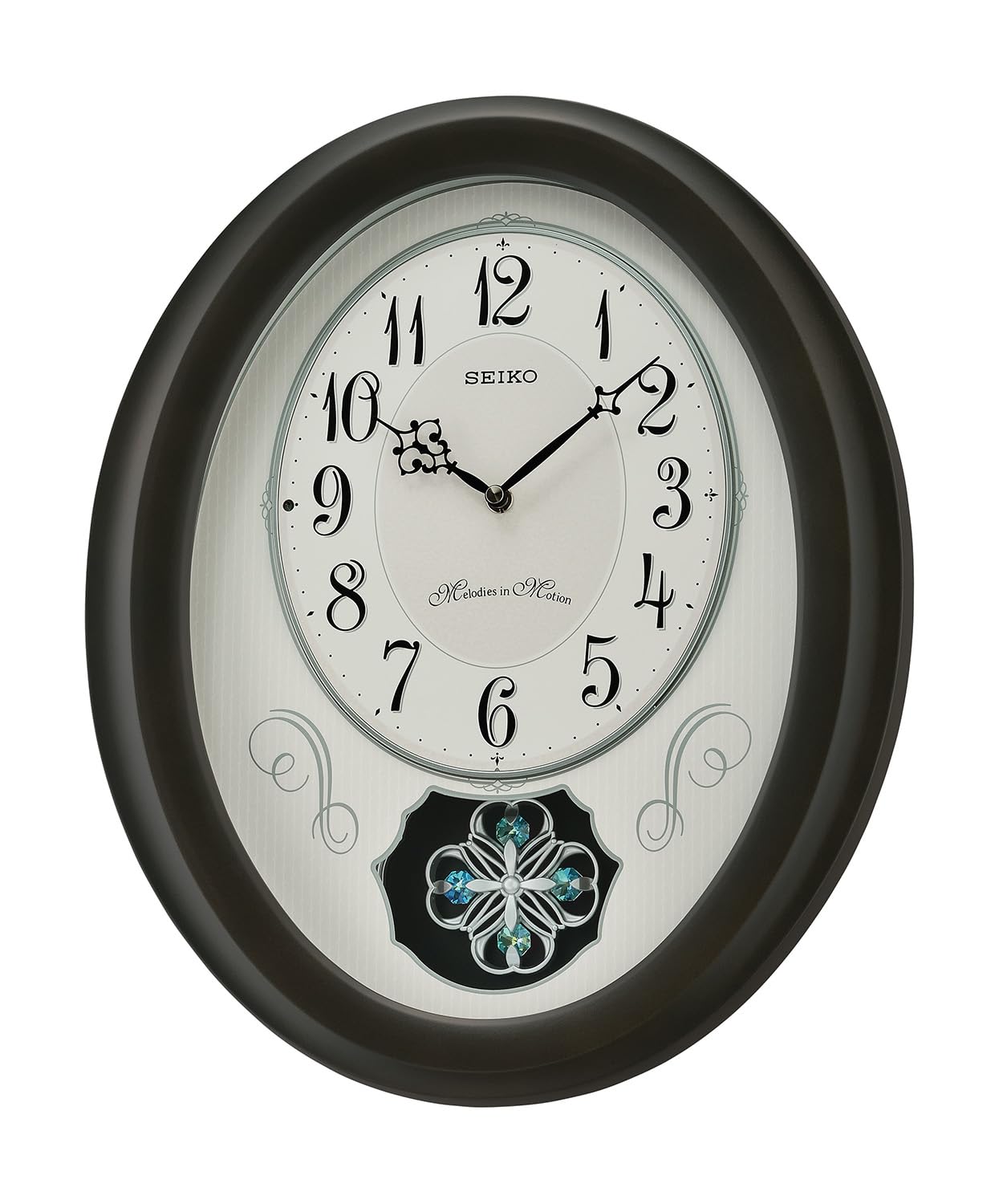 Seiko Melodies In Motion Oval Wooden Clock QXM606N