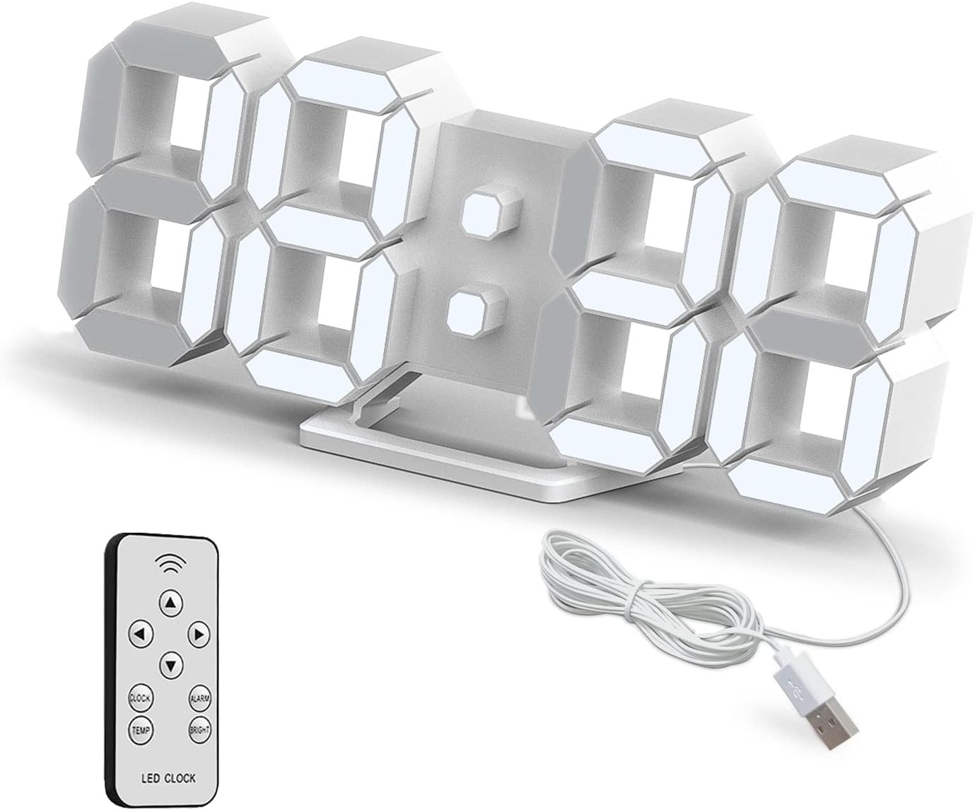 Deeyaple Led Digital Alarm Clock 3D Wall Clock Home Decor No Noise