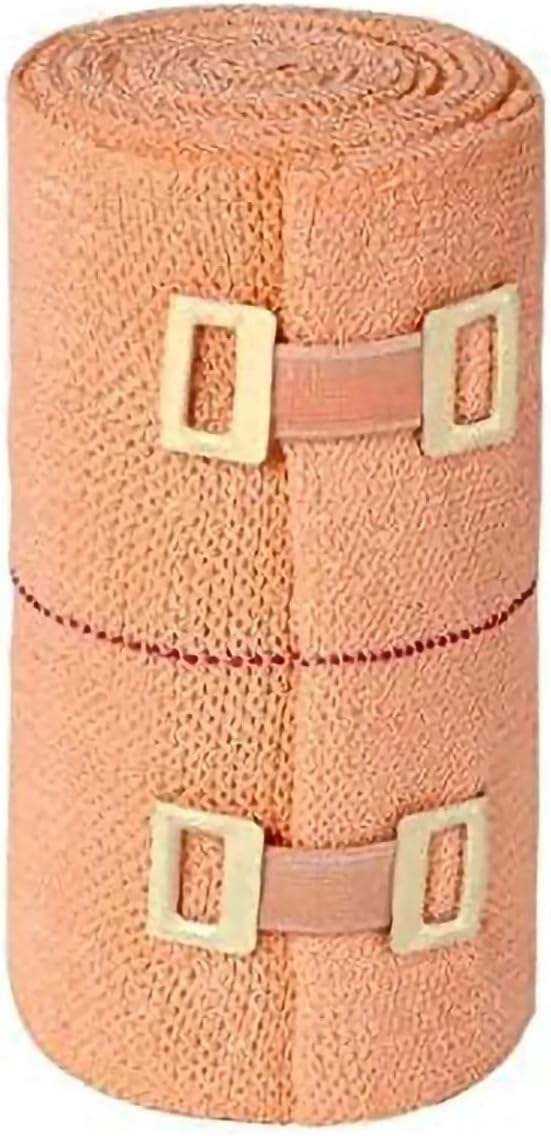 Elastic Bandage with Clips, Crepe Bandage for Ankle, Hand, Elbow and Knee Reusable Pack of 4 (Brown, 10 cm)
