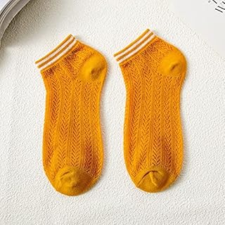 5 Pares De Calcetines De Verano A La Moda para Mujeres Y Niñas, Calcetines Transpirables De Malla De Rayas De Color Sólido Y Tubo Bajo Fino