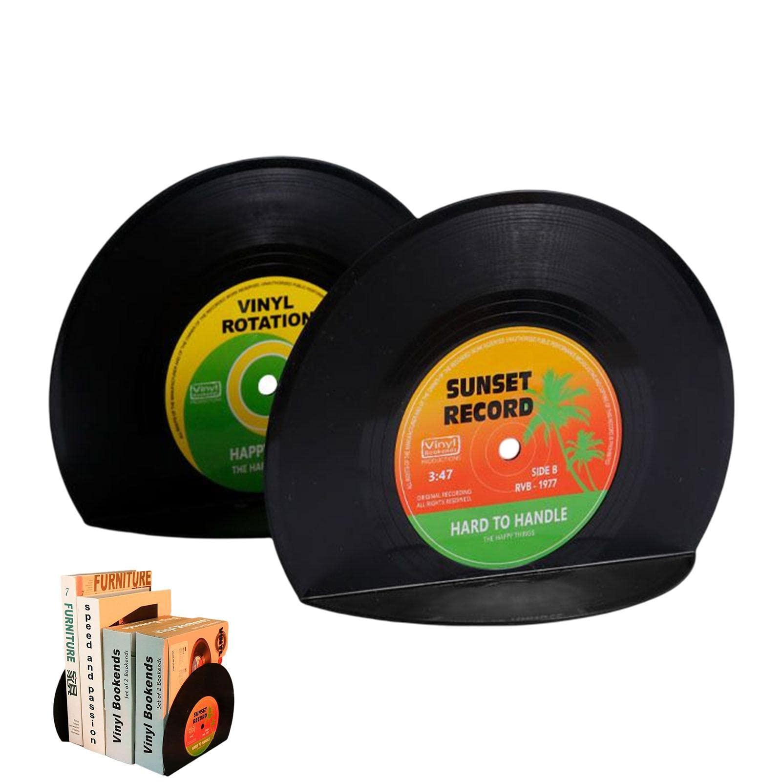 Vinyl Record Bookend Records Bookends, 1 Pair Book Stopper For Shelves, Book Stand, Book Stopper, Record Book Ends, Vintage Decorative Bookends For Shelves Nonskid Bookend Supports
