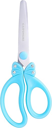Miniatura 27 de Tijeras de seguridad de punta roma de 5 pulgadas, para niñas de 5 a 8 años y 8 a 10 años, borde redondeado y asas ergonómicas para niños pequeños