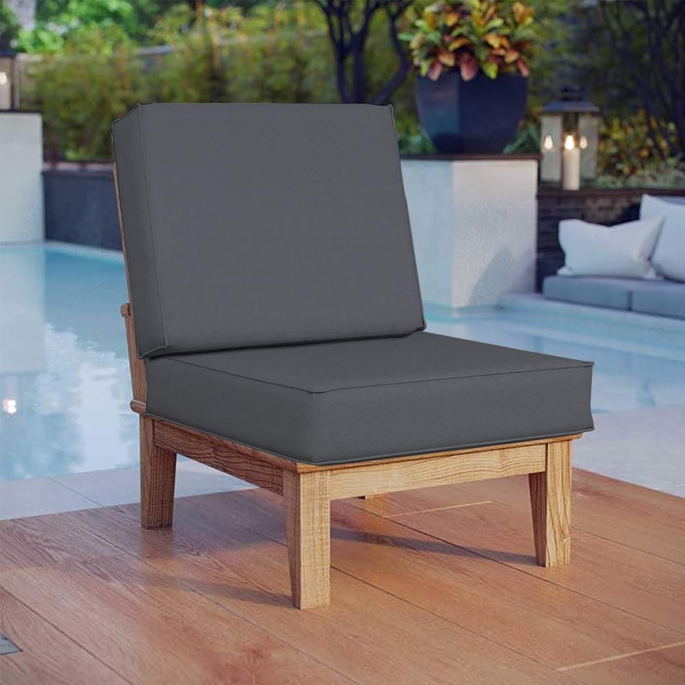 Covers & All Square Outdoor Cushion Covers for Patio Furniture Sets, Water, Tear & UV Resistant Polyester Cushion Slipcover with Zippers (Pack of 2) (28" L x 28" W x 4" Thick, Charcoal Gray)