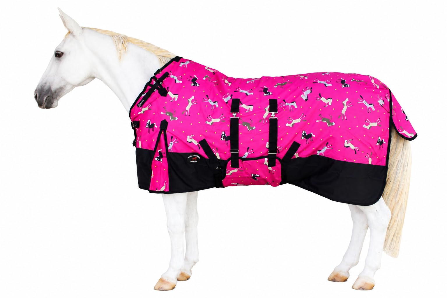 CHALLENGER 72" Pink Prairie Horse 1200D Fleece Lined Turnout Horse Sheet Bellyband Blanket 3B113LG