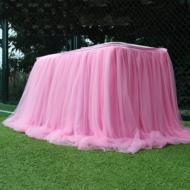 Maritown 39 Inches Tulle Table Skirt Pink Blue Purple Gauze Tutu Table Skirt For Wedding Birthday Parties Cake Table Decorations