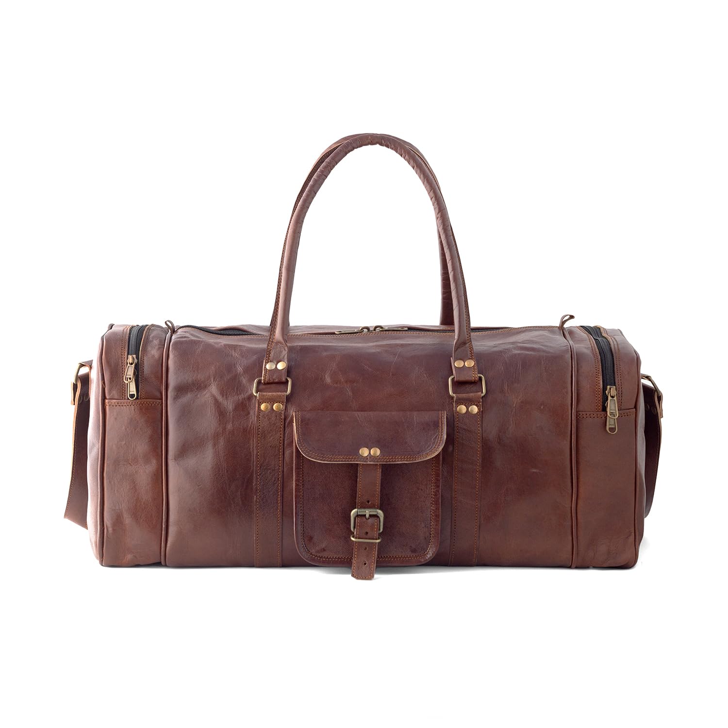 Genuine Leather Multi Pockets Travel 22" Inch Duffle Bag for Men Large Size-image-32