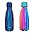 CHILLOUT LIFE Stainless Steel 2 Pack Water Bottle for Kids School: 12 oz Double Wall Insulated Cola Bottle Shape for Cold and Warm Drinks, 2 Set (Magic Rainbow - Magic Blue)