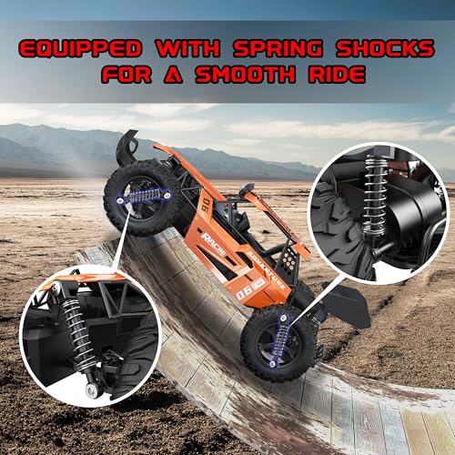 1:12 Scale RC Car for Boys Ages 3+, Fast Remote Control Monster Truck 2WD 25km/h Off-Road Toy, Alloy Shell, LED Lights, Great Gift for Kids & Beginners, 30 Minutes Play Time