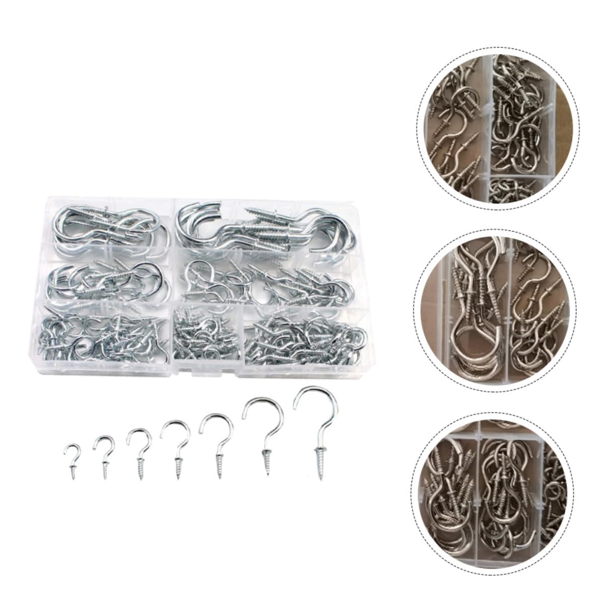 CIYODO 150pcs Ceiling Hook Set White Zinc Shape Hooks for Kitchen Bathroom Storage and Home Decor