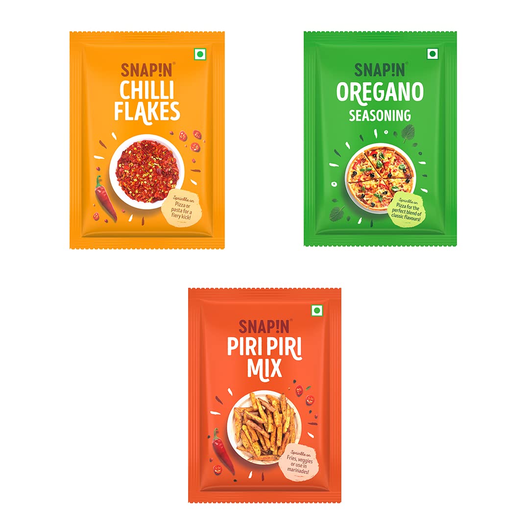 Buy Snapin Chilli Flakes 7g Sachets + Snapin Oregano Seasoning 10g
