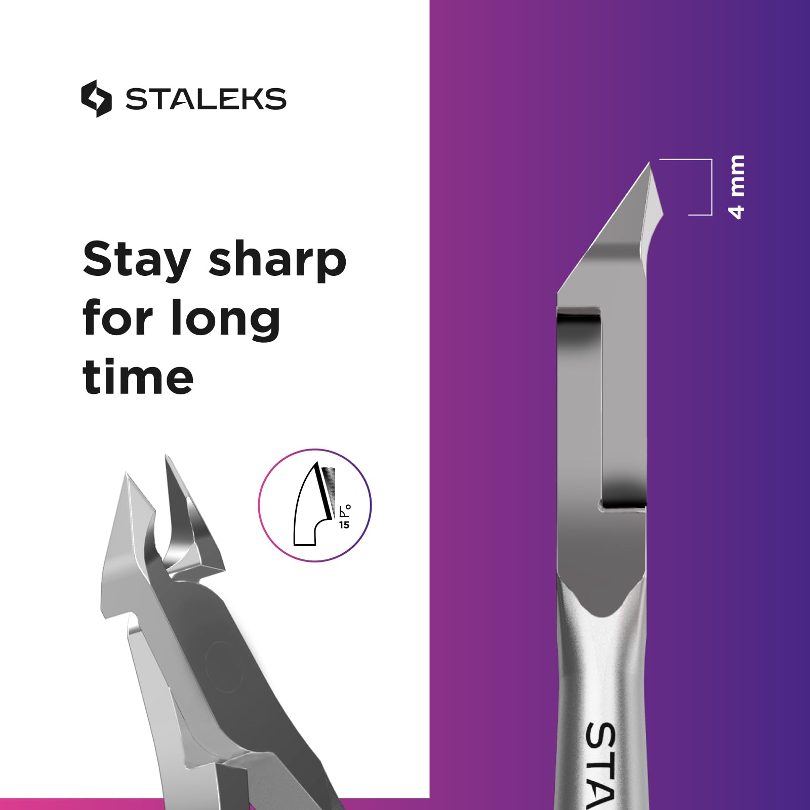 STALEKS - Pinzas para uñas profesionales Smart 10 (4 mm)