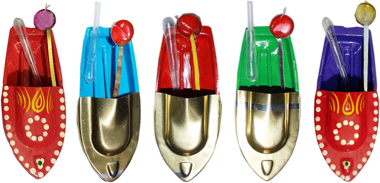 Combo of 2 pcs. Red Hand Painted and 3 pcs. Plain Put Put Toy Boat ( Total 5 pcs. ) RRPPP