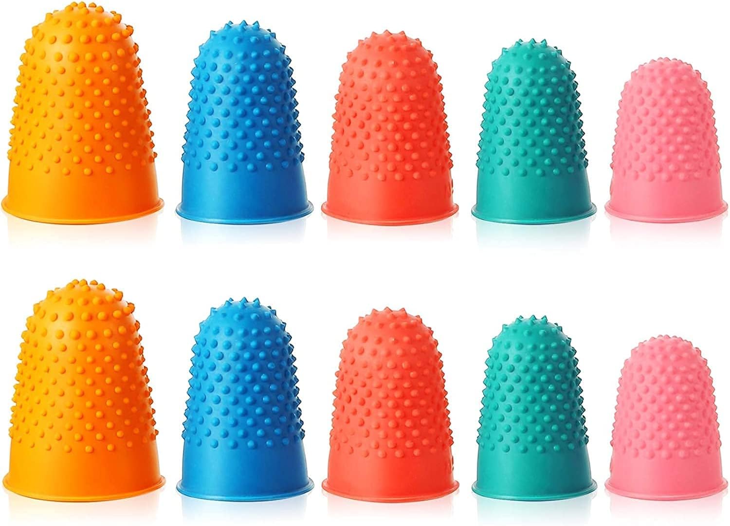 X spring Rubber Finger Tips, 10 PCS Reusable Thick Finger Pads Grips, for Money Counting Writing Sorting, Non-Slip Durable with Protruding Granules, Includes Box, Assorted Sizes and Colors