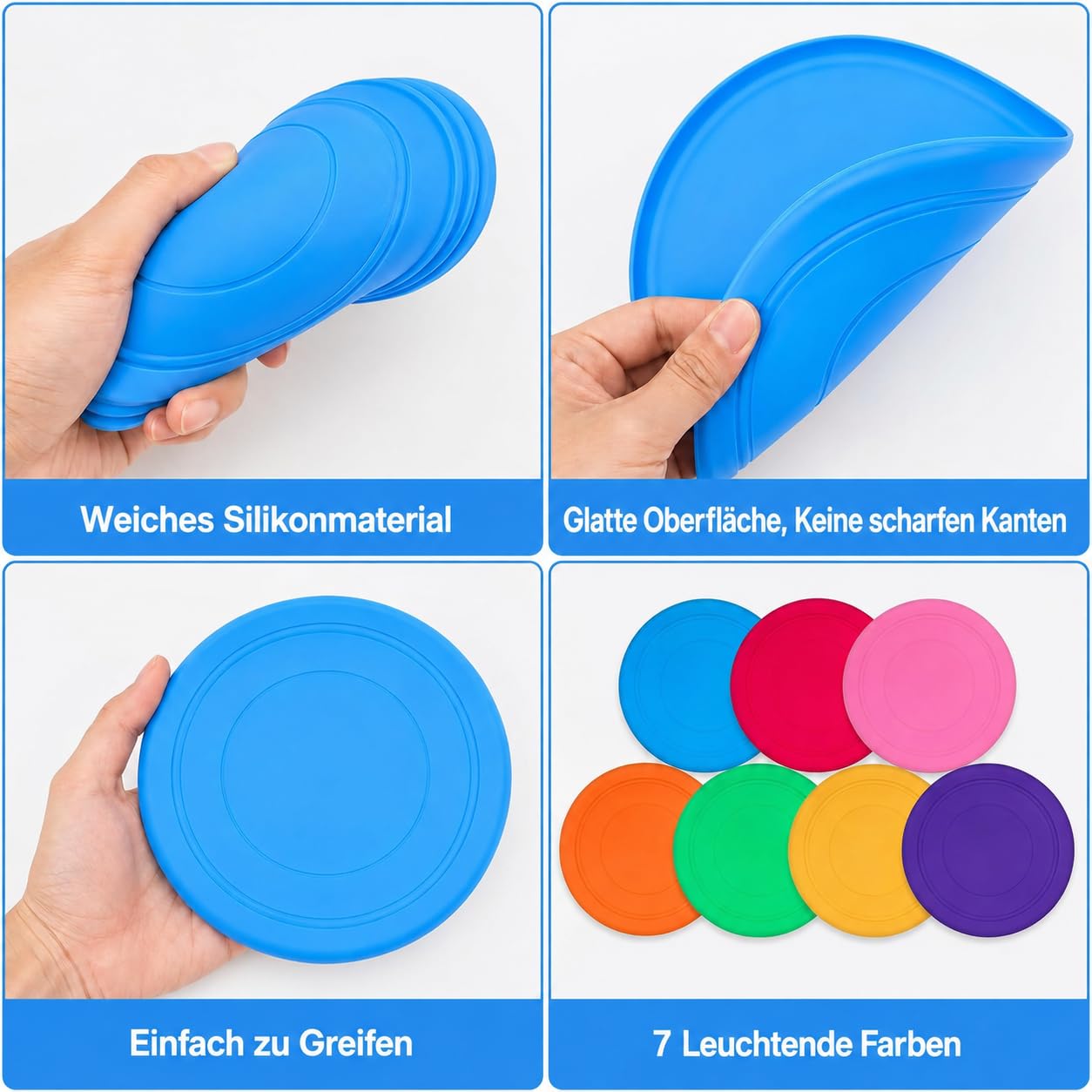 28 dischi da lancio pieghevoli in morbido silicone, 18 cm