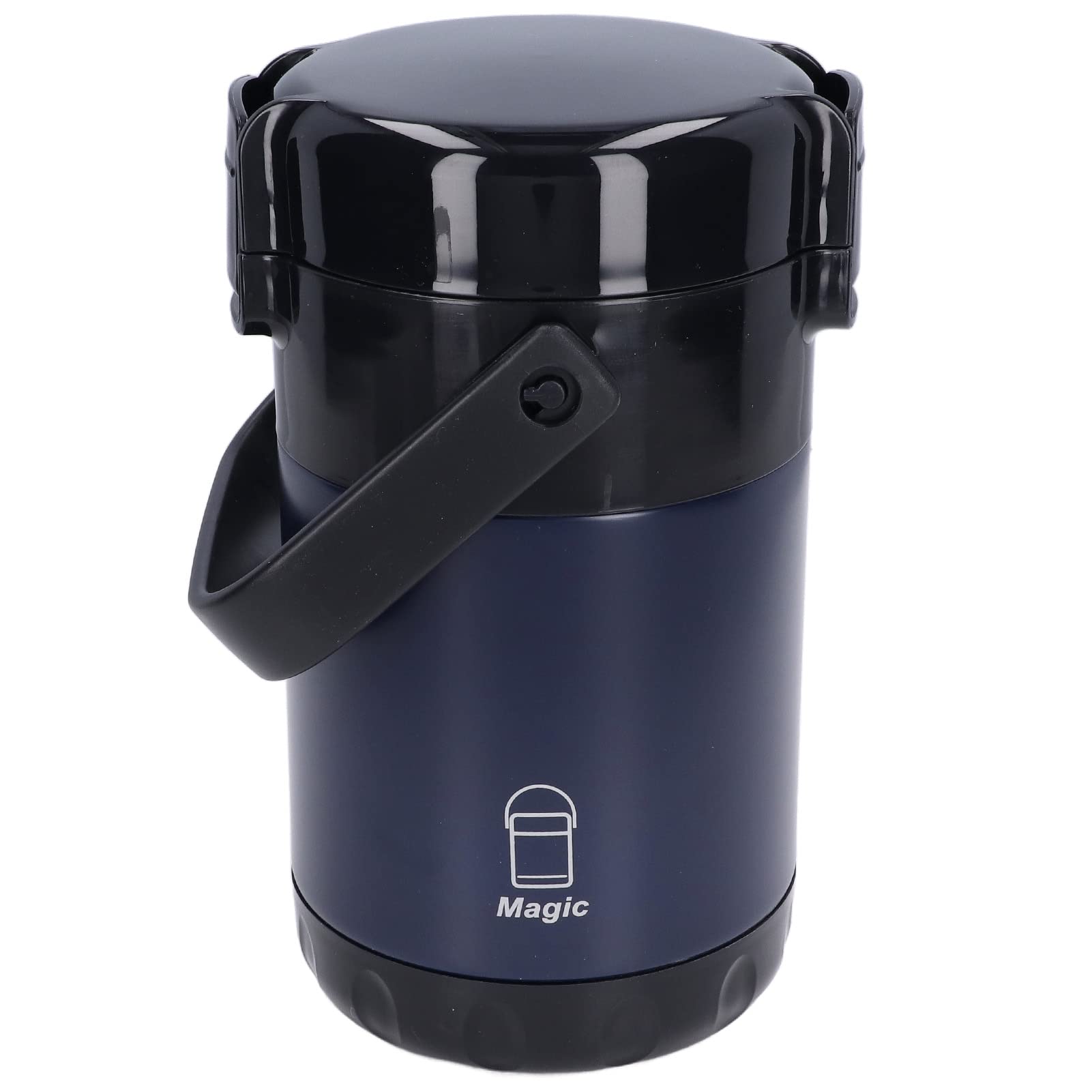 Fiambrera Themral, contenedor de almuerzo apilable de 2,3 l con compartimento de acero inoxidable, interior de doble vacío for adultos, mujeres, hombres y niños (3 capas) (azul profundo)(Deep Blue)