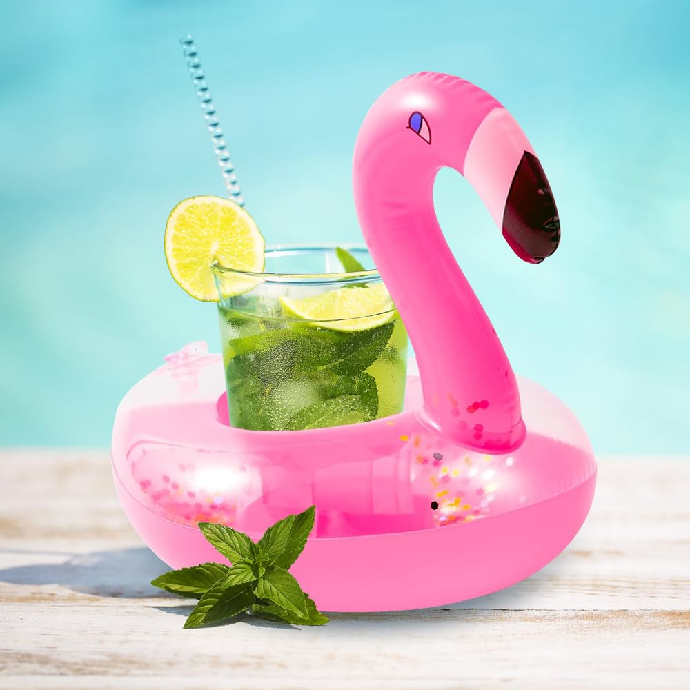 Porte-Gobelet Gonflable Flamant Rose - Flottant Pour Piscine, Fêtes - Accessoire Drôle Et Pratique
