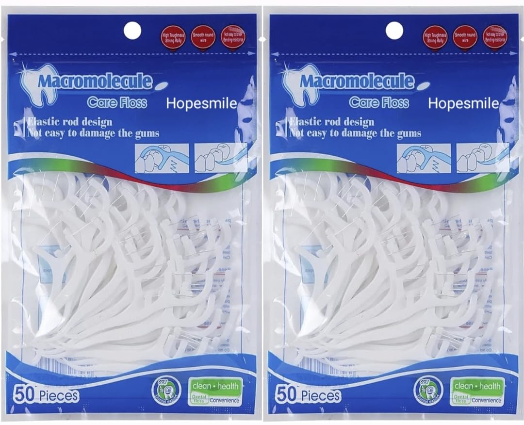 Hopesmile Tooth Cleaning Dental Floss Picks Toothpick Flosse Set for Cleaner Teeth Fresh and Healthy Gums Supabset 50 Piece Set 2 Packset 100 Piece