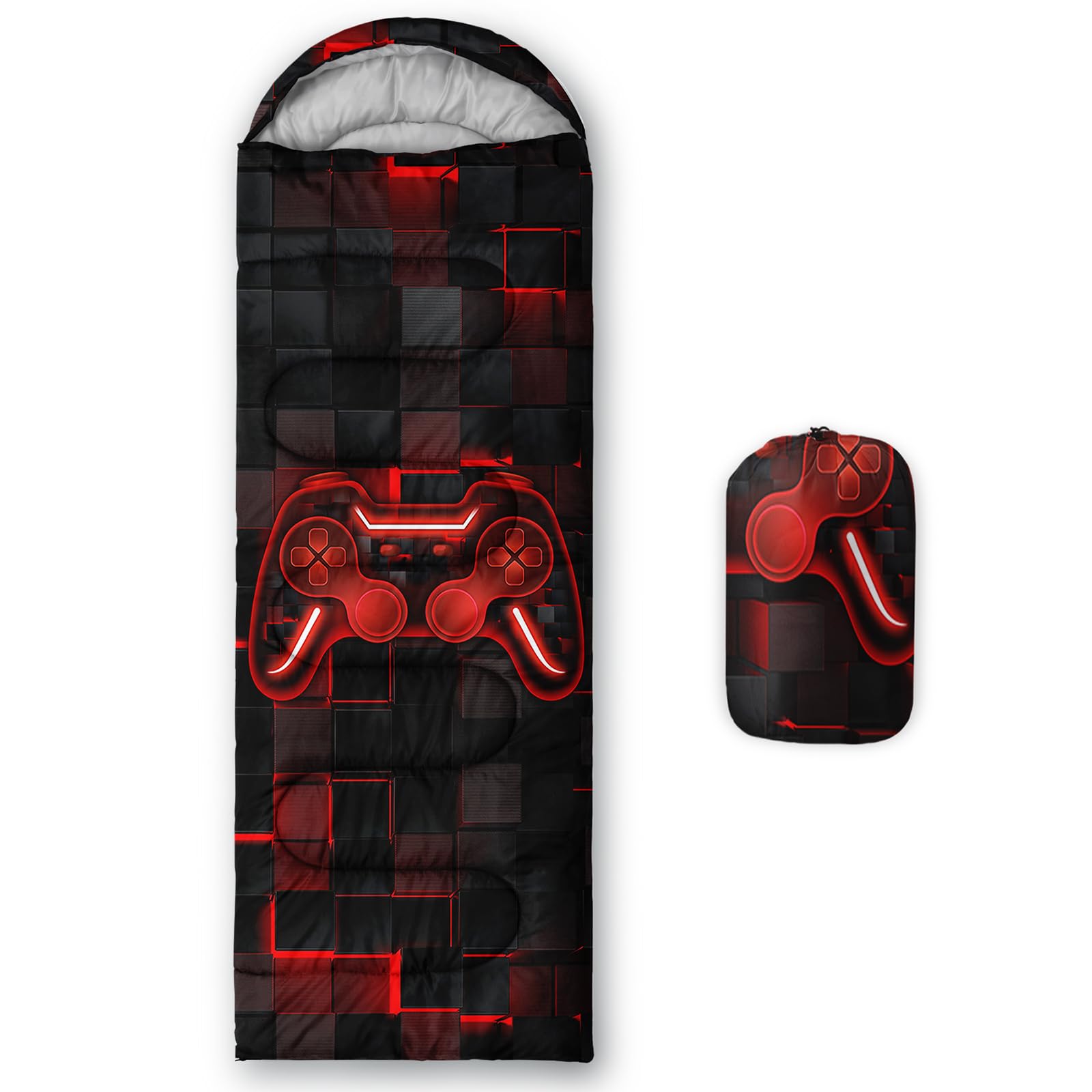 Axolotl Gamepad Sleeping Bag 3 Season Warm and Cool Weather Game Console Sleeping Bag for Boys Teens Waterproof