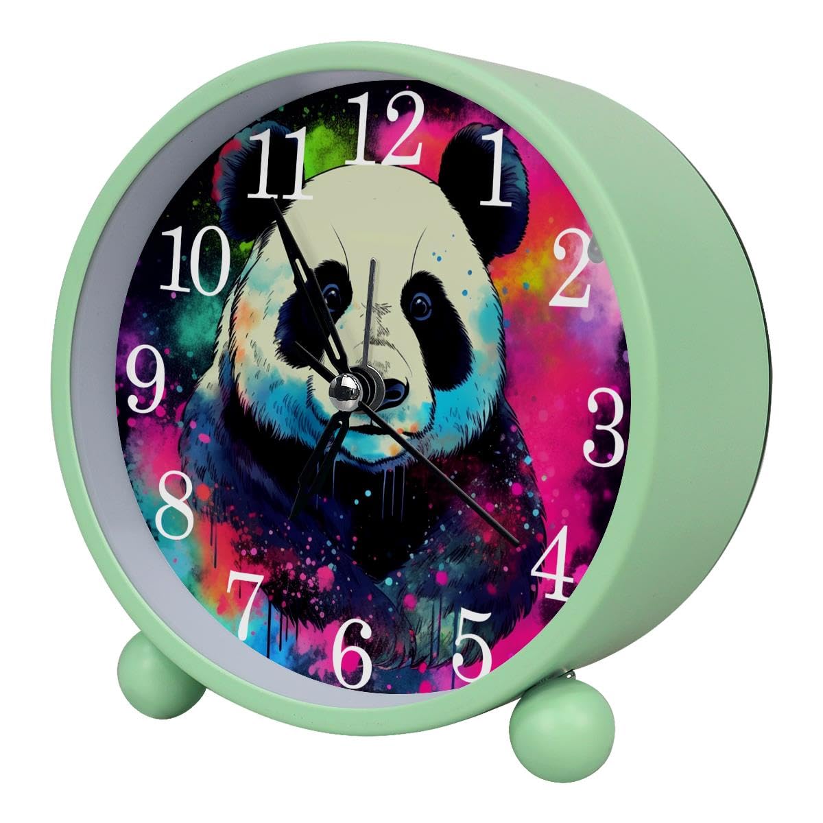 Luoweisi Alarm Clock Painted Panda, Silent Non-Ticking with Night Light