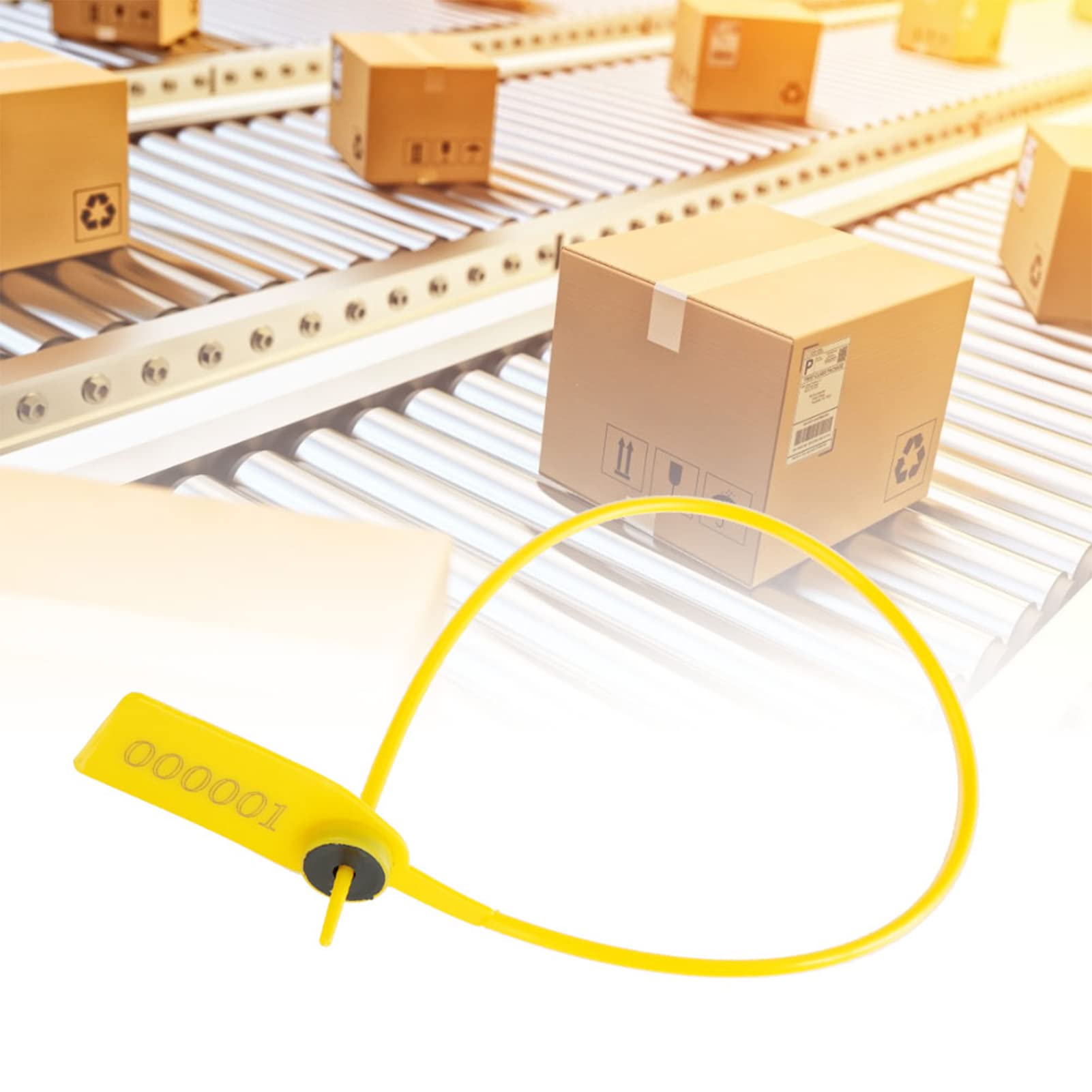 oceanside 100 Pièces Jaune Paquet Camion De Transport en Plastique Sceau De Sécurité 40 Cm étiquette Attaches De Câble avec Numéro étiquettes en Plastique