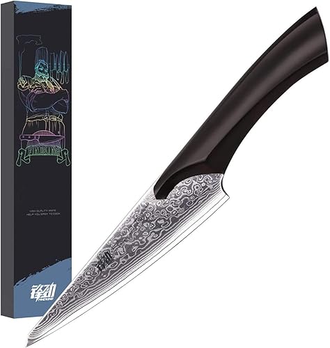FINDKING Cuchillo deshuesador de 6 pulgadas, cuchillo de acero de damasco, cuchillo afilado para carne para huesos (serie guepardo, con mango de