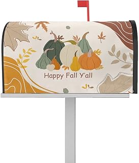 Mailbox Cover Magnetic Happy Fall Pumpkin Orange Maple Leaf Mailbox Covers Standard Size 21x18in,Mailbox Covers Wrap Post Letter Box Cover for Garden Yard Abstract Geometry Thanksgiving Harvest