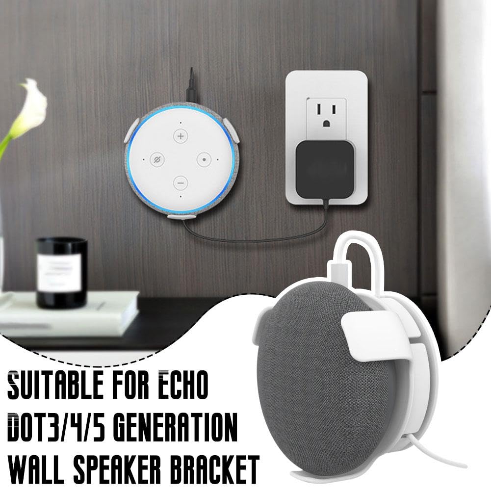 Supporto da parete Echo Dot, 2 supporti da parete per Echo Dot di 3a, 4a e 5a generazione, gestione dei cavi integrata, accessori salvaspazio per altoparlanti Dot Smart, con viti (2 pezzi)