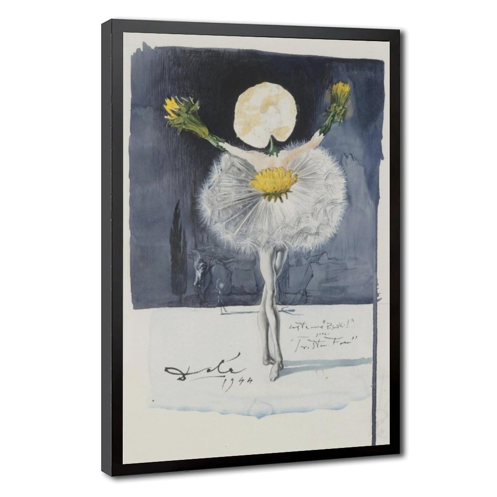 WCYB Salvador Dali Dance of The Dandelion - Vintage Surrealist Giclée Posters Prints Canvas Deco Paintings Wall Art Hangable Frame 8" L X 12" W
