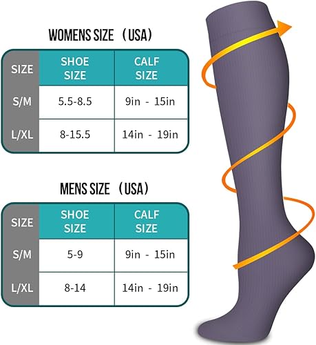 Vista 7 de COOLOVER - 6pares de calcetines de compresión con cobre para mujeres y hombres, soporte para correr, atletismo, enfermería, viajes