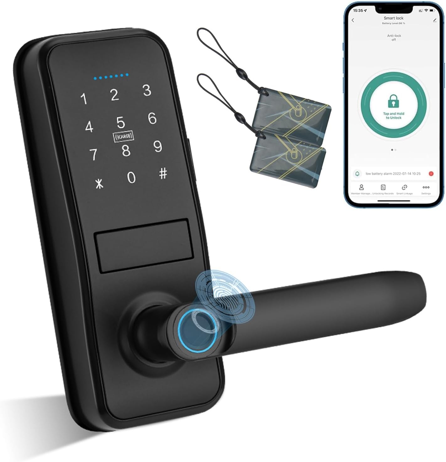 Amazon | 5イン1スマートロック、キーレスエントリードアロック、キー