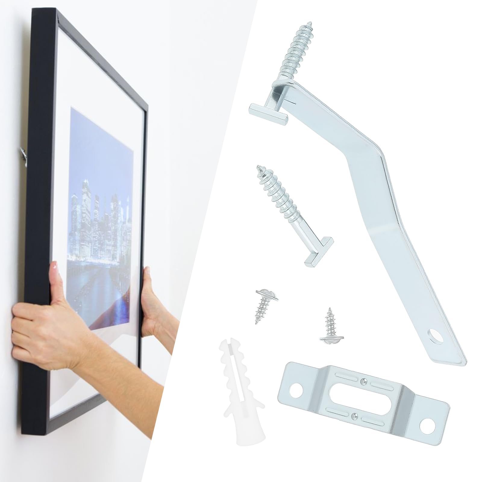 Briny River 10 Sets Security Picture Hangers for Cleats Extra Frame Lock 51x12x9mm/67x18mm/8x39mm/5x36mm - Image 2