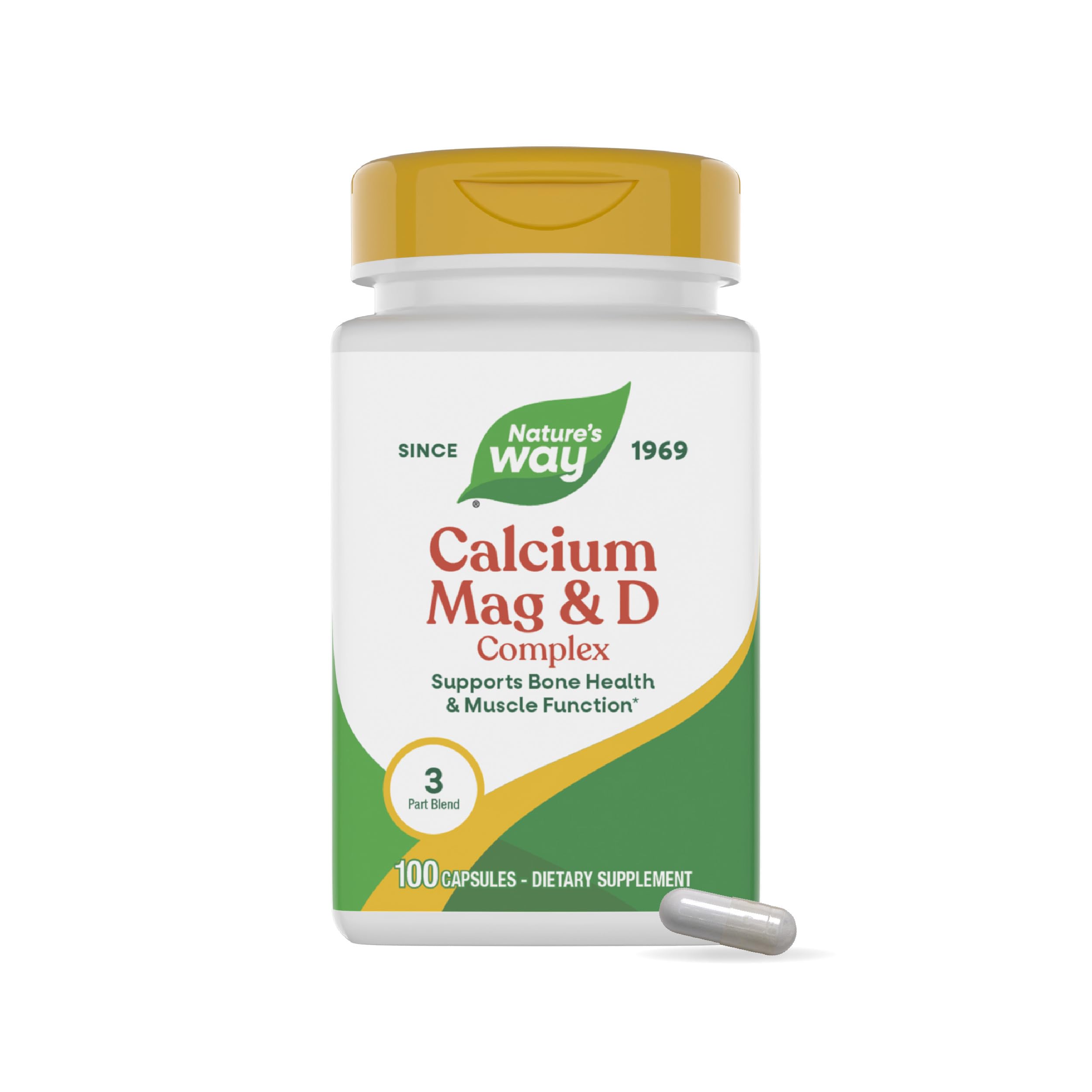 Nature's Way Calcium Magnesium & Vitamin D Complex Capsules, 100 ct 100 Count (Pack of 1)