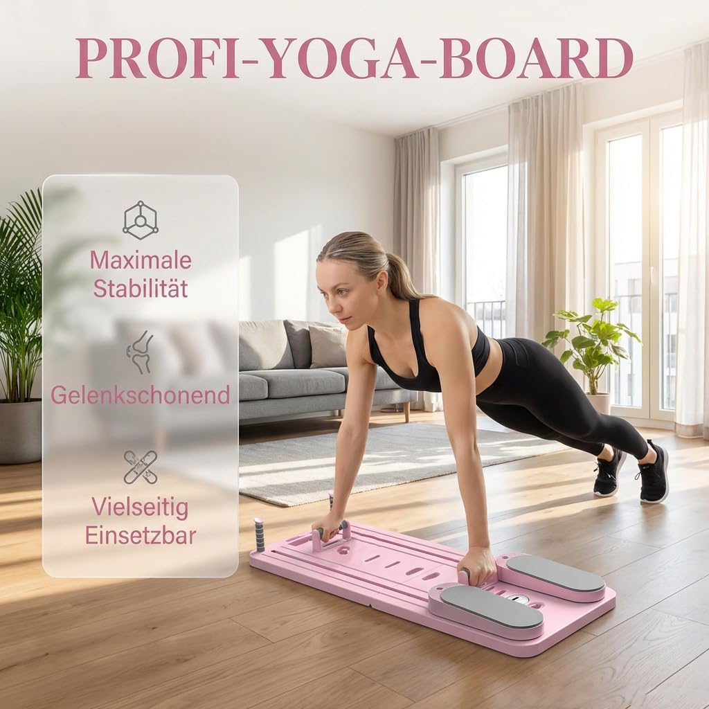 Pilates Board Foldable Pilates Reformer Set, Multi-Purpose Pilates Reformer Board for Home Workout, 8-in-1 Pilates Machine Equipment