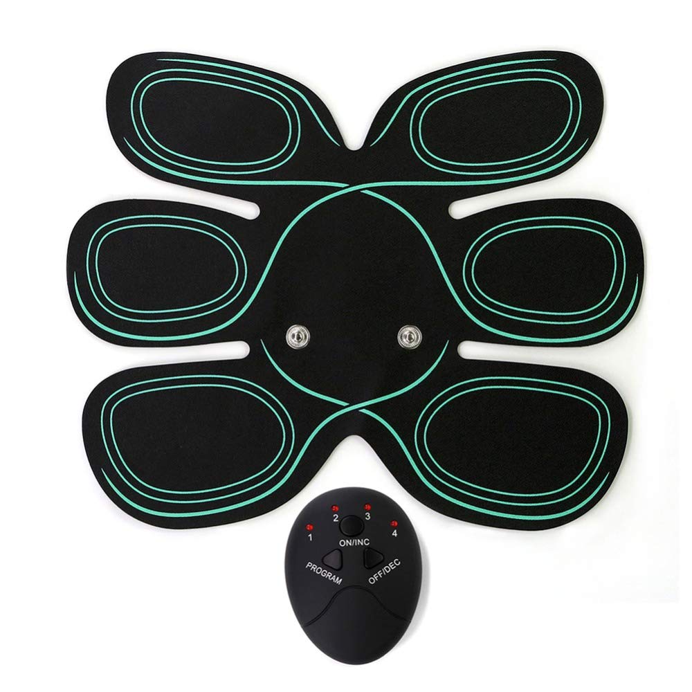 BAJIE Bauchrad Muskel Elektrostimulator EMS Abs Elektrostimulator Bauch Elektrisches Massagegerät Trainingsgerät Fitnessgerät Gebäude Körper 20,5 * 16,5 cm Grün