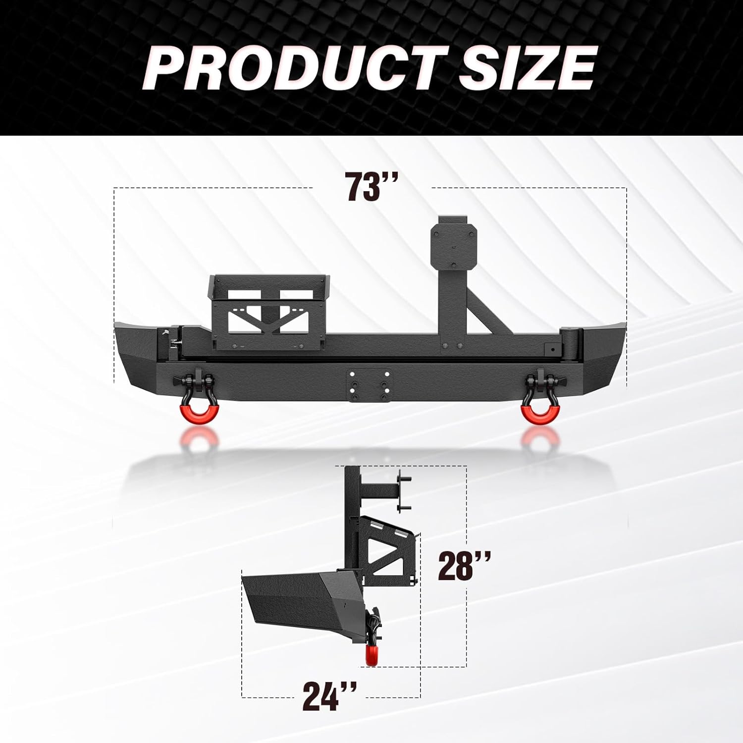 YZONA Front & Rear Bumper Compatible with 2007-2014 Toyota FJ Cruiser with Spare Tire Carrier, Oil Drum Rack, Winch Plate, Skid Plate, Sensor Holes, LED Lights, License Frame, Tow Hitch Plate, D-rings