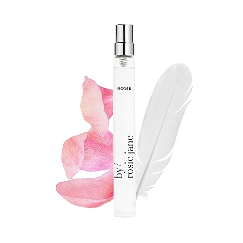 By Rosie Jane Travel Perfume Spray (Rosie) - Clean Perfume for Women - Non-Toxic Body Mist with Notes of White Musk & Sweet Rose - Paraben, Sulfate & Phthalate Free (10ml) - Rosie (Rose) - 0.34 Fl Oz (Pack of 1)