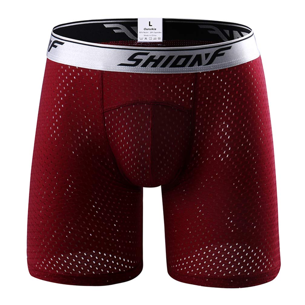 OuruikiaMen's Underwear Sports Boxer Briefs Mesh Cool Underwear Active Performance Boxer Briefs for Gym/Workouts/Travelling