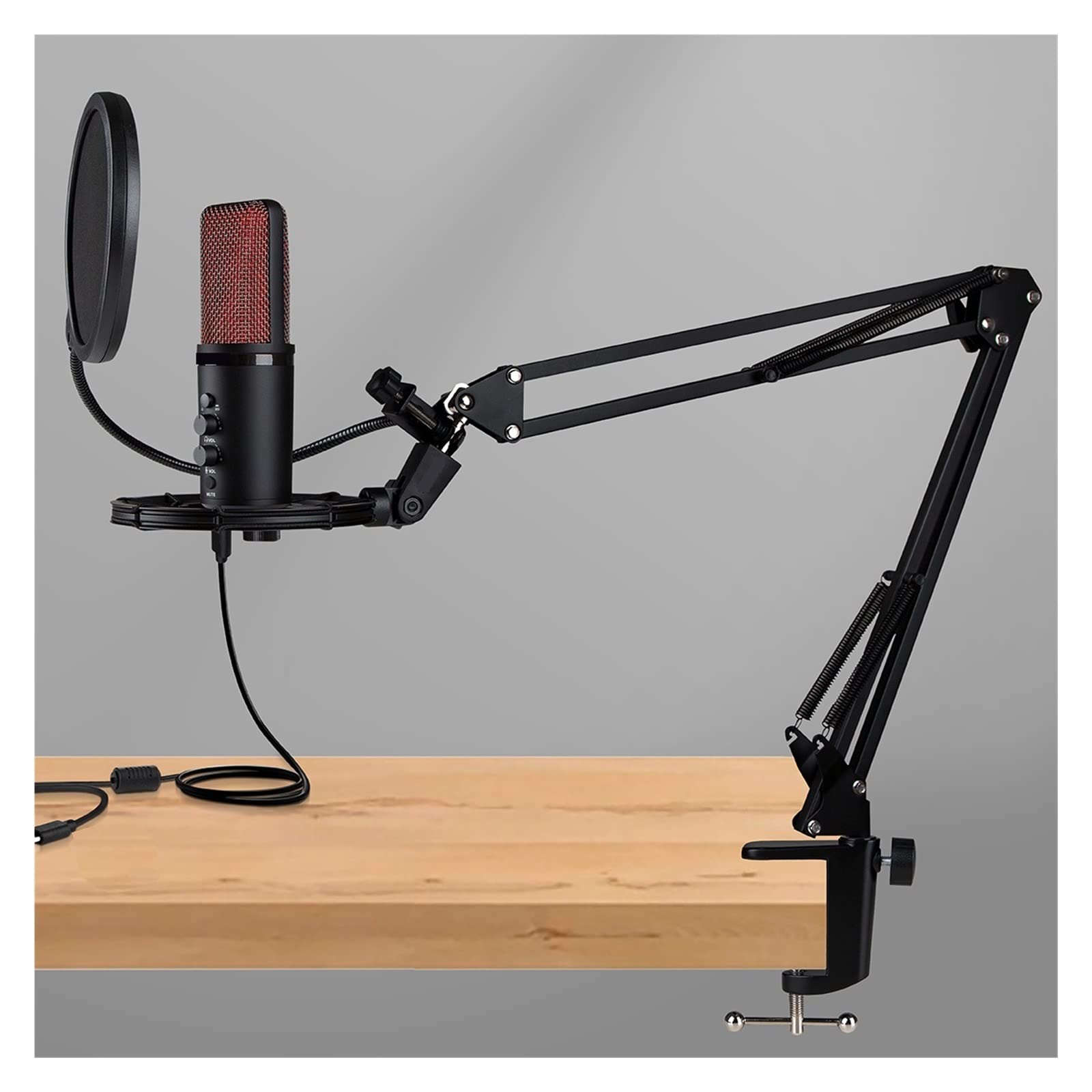 Kompatybilny z mikrofonami do gier Mikrofon pojemnościowy USB do strumieniowego przesyłania podcastów z gier filtrem Pop mocowaniem amortyzatora na ramieniu wysięgnika