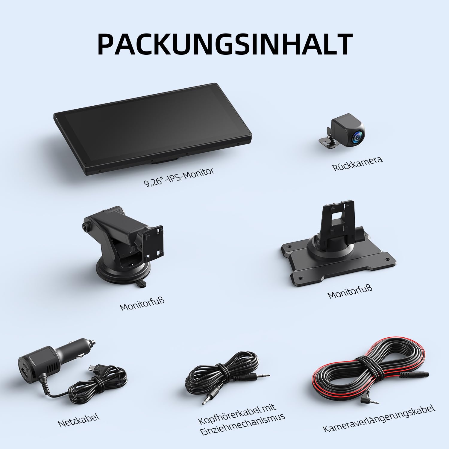 eRapta 9'' Carplay Display für Apple CarPlay & Android Auto, Wireless,4K Dashcam mit 1080P IP69 Rückfahrkamera,Bluetooth, Sprachsteuerung,Mirror Link,GPS-Navigation, FM/AUX