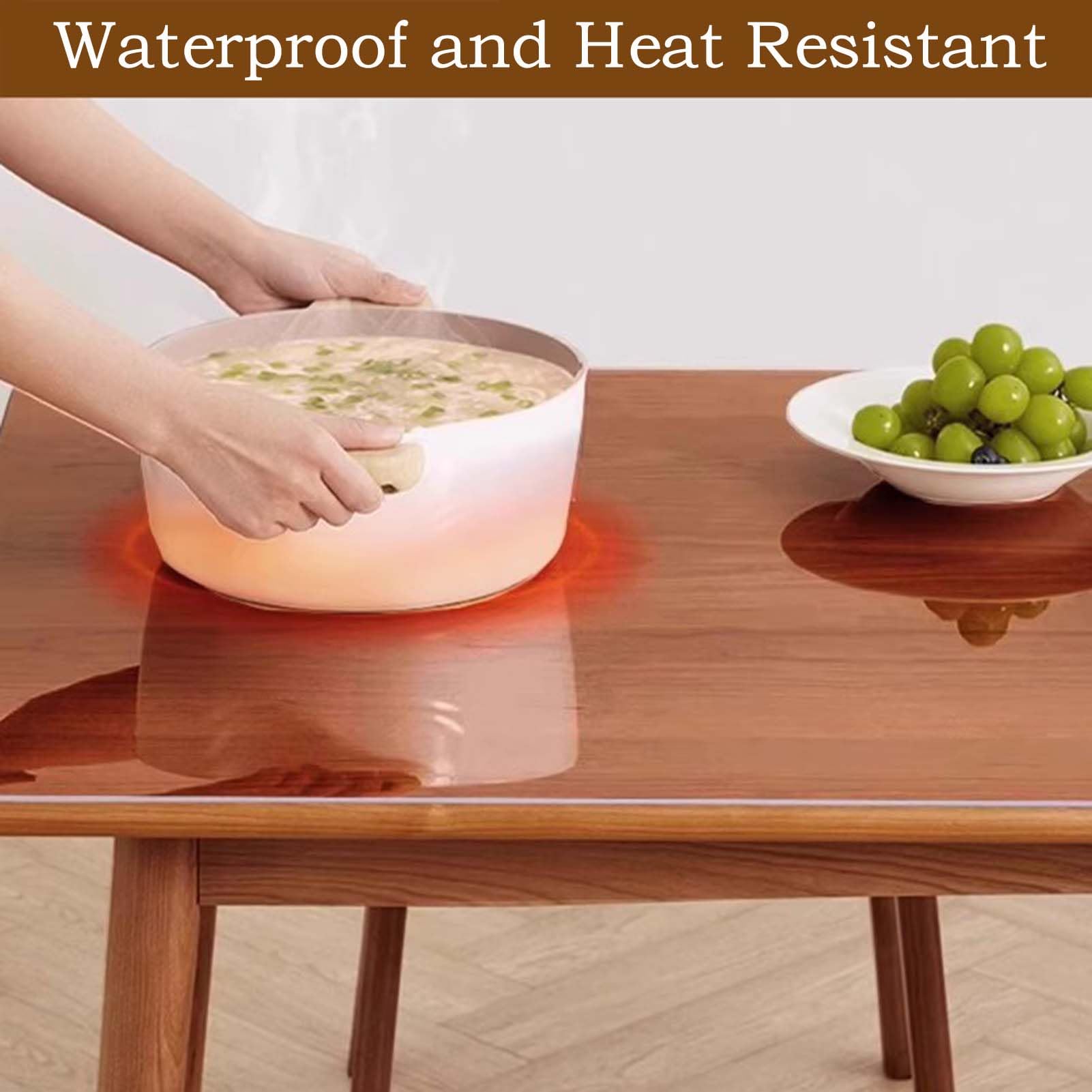 Protector de Mesa Redondo Transparente Diameter 105cm/41.3in, Mantel de PVC Transparente, Mantel de plástico Grueso Impermeable, Lavable, Resistente a la Grasa, para Comedor oficinas