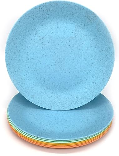 Yalin Juego de platos ligeros de paja de trigo para cena/almuerzo, platos redondos irrompibles de 10 pulgadas, platos de picnic para fiestas de