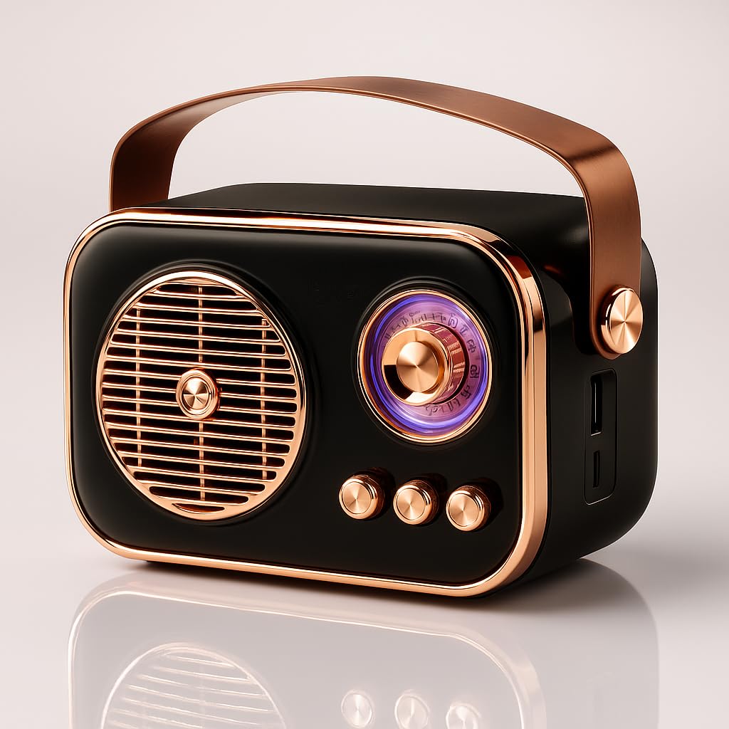 Fire turtle Vintage Bluetooth Wireless Speaker | 10W RMS Loud Sound | Retro Design with Type-C Charging, 8H Battery Backup, USB & AUX Input, Portable Home & Outdoor Speaker (RM-636-Black) Fire turtle Vintage Bluetooth Wireless Speaker | 10W RMS Loud Sound | Retro Design with Type-C Charging, 8H Battery Backup, USB & AUX Input, Portable Home & Outdoor Speaker (RM-636-Black)