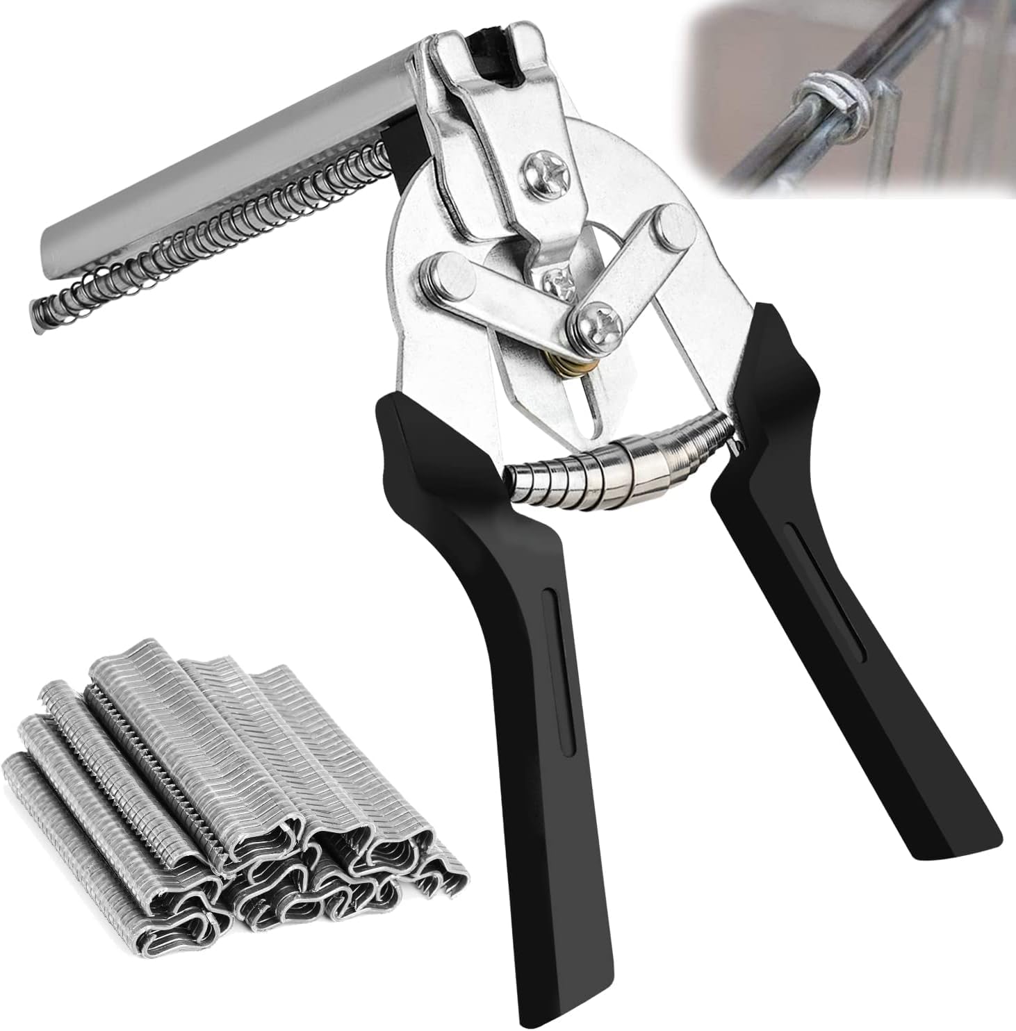 Type M Nail Ring Pliers Kit with 600 Pieces Zinc Alloy Hog Rings Heavy Duty Nail Ring Pliers for Fencing Repair Animal Cages Wire Fencing Upholstery Fixing Hand Tool Kit-picture-34