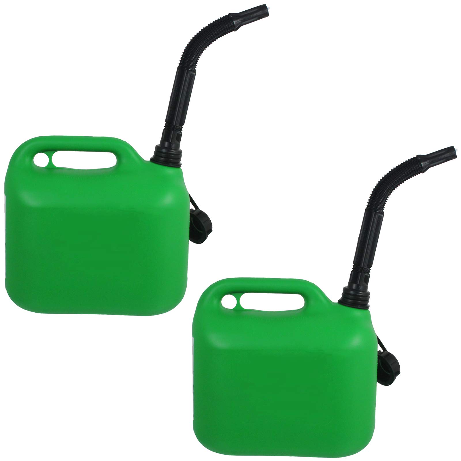 SPARES2GO Green Jerry Can with Flexible Spout (5 Litre, Pack of 2)