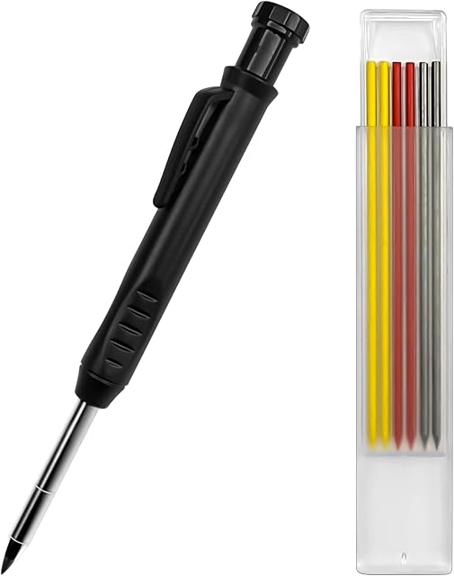 Aocar Carpenter Pencil Set, Deep Hole Solid Tracer Pencil (Black)