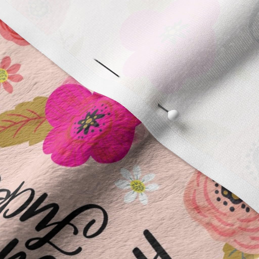 Spoonflower Fabric - Pretty Fresh Out Pink Flowers Floral Girly Pretty Rose Daisy Swear Printed on Minky Fabric by the Yard - Sewing Baby Blankets Quilt Backing Plush
