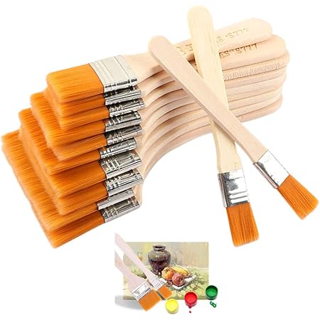 12pcs Paint Brush Nylon Hair Oil Brush Large Medium Small,Artist Flat
