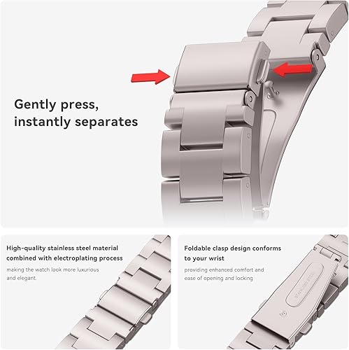 Miniatura 8 de Watch Bands for Women Compatible with Apple Watch Band 38mm 40mm 41mm 42mm 44mm 45mm 46mm 49mm Adjustable Metal Band Cowboy Steel Chain Bracelet for